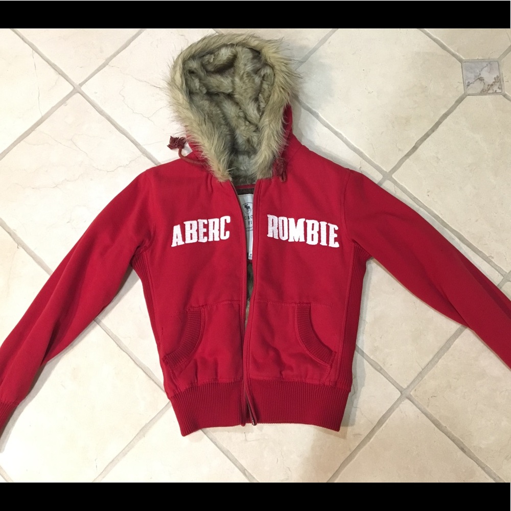 Abercrombie Fitch Fur Lined Hooded Zip Sweater M